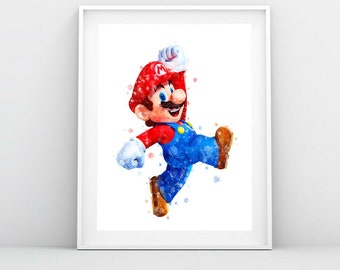 Super Mario Luigi Art Print Super Mario Watercolor Poster Mario and ...
