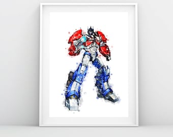 Transformers Optimus Prime Print Optimus Prime Watercolor Poster Transformers Wall Art Bumblebee Printable Superhero Decor Digital Download