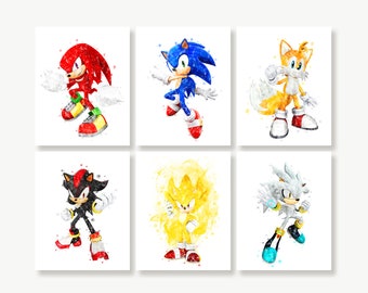 Sonic the Hedgehog Art Print Sonic Watercolor Printable Nursery Kids Room Decor Wall Art Sonic the Hedgehog Birthday Gift Digital Download