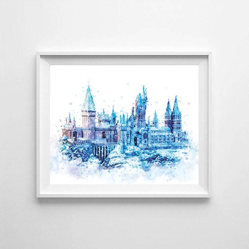 Watercolor Hogwarts Castle Print Hogwarts Castle Painting Illustration ...