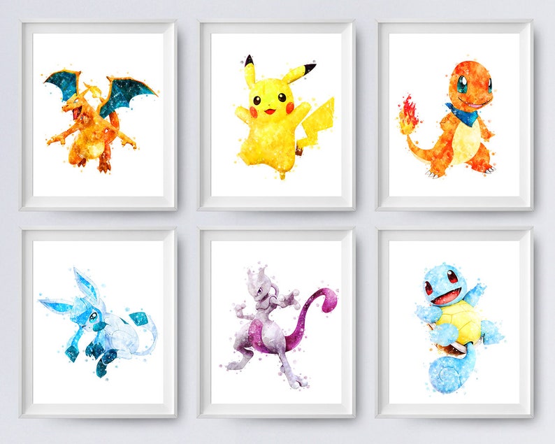 Pokemon Watercolor Art Print Pokemons Printable Anime Illustration Kids ...