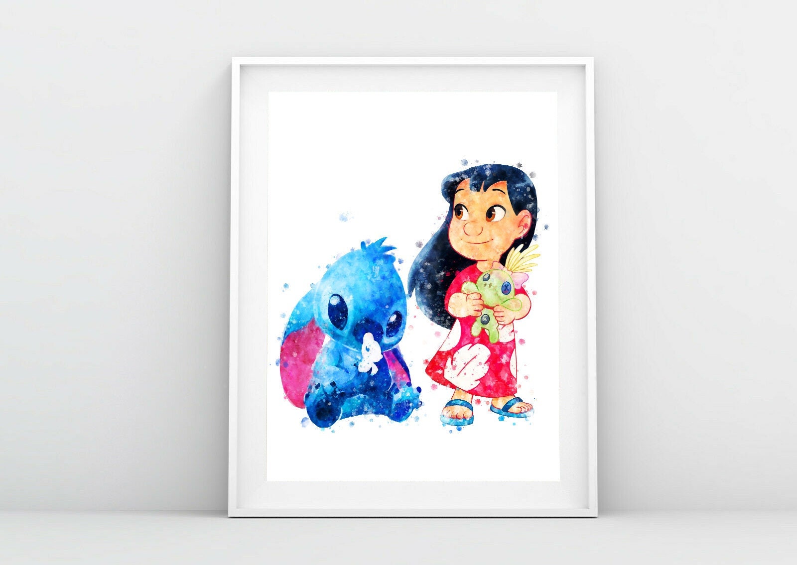 Lilo and Stitch Watercolor Art Print Ohana Means Family Printable Lilo and Stitch  Poster Nursery Wall Decor Gifts Instant Download 