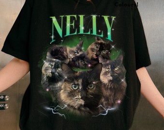 BENUTZERDEFINIERTE KATZE Haustier Hund Kaninchen Bootleg Rap T-Shirt, Gestalten Sie Ihre eigenen Bootleg Shirts, Vintage 90er Jahre Grafik-T-Shirt, Personalisiertes Foto-Shirt