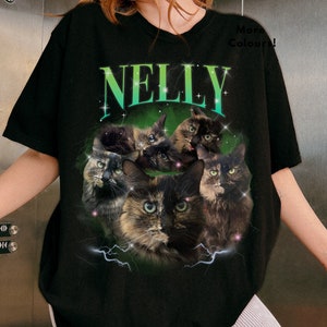 CUSTOM CAT Pet Dog Rabbit Bootleg Rap Tee, Personalizza le tue camicie Bootleg, Foto personalizzata, T-shirt grafica vintage anni &#39;90, Camicia fotografica personalizzata
