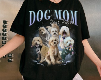 Camiseta personalizada para animais de estimação com estampa de rap pirata para cães e gatos, personalize suas próprias camisetas piratas, foto personalizada, camiseta gráfica vintage dos anos 90, camiseta com foto personalizada
