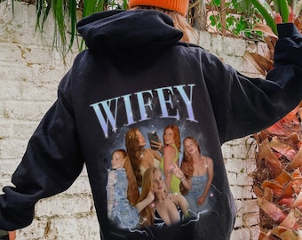 Felpa con cappuccio Bootleg Rap PERSONALIZZATA, maglietta personalizzata Boyfriend Girlfriend, personalizza le tue magliette Bootleg, foto personalizzata, maglione con grafica vintage anni '90