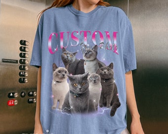 Camiseta personalizada com estampa de rap pirata para gatos e cachorros, personalize suas próprias camisetas piratas, presente para pais de gatos, camiseta vintage personalizada dos anos 90, camiseta personalizada com estampa de gato