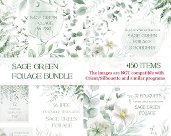 Greenery watercolor clipart, eucalyptus png, greenery clip art, sage green watercolor, eucalyptus wedding clipart, digital borders
