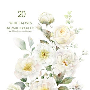 weiße Rose Aquarell Clipart, Aquarell Blumen Clipart, Aquarell floral Clip Art, weiße Blumensträuße png, Blumen Grafik