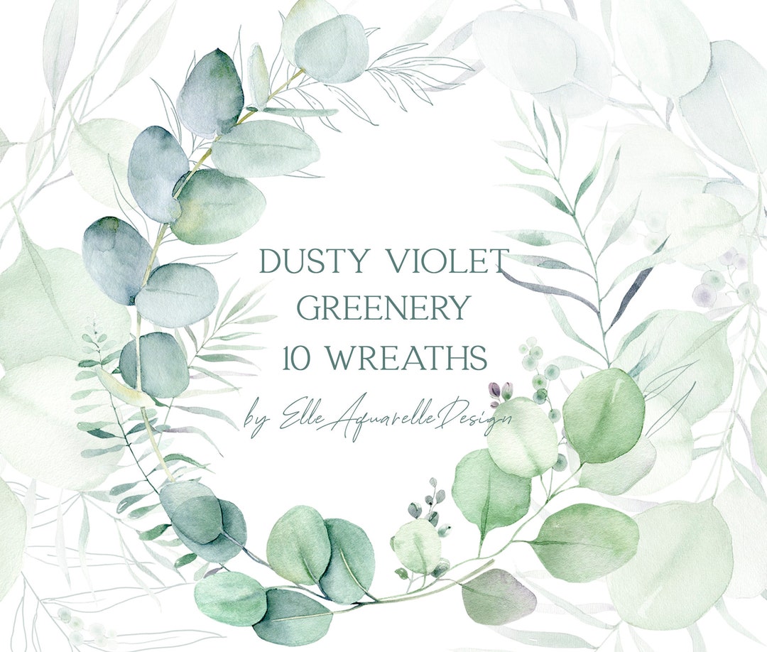 Watercolor Greenery Wreath Clipart, Eucalyptus Wreath Png, Green Leaves ...