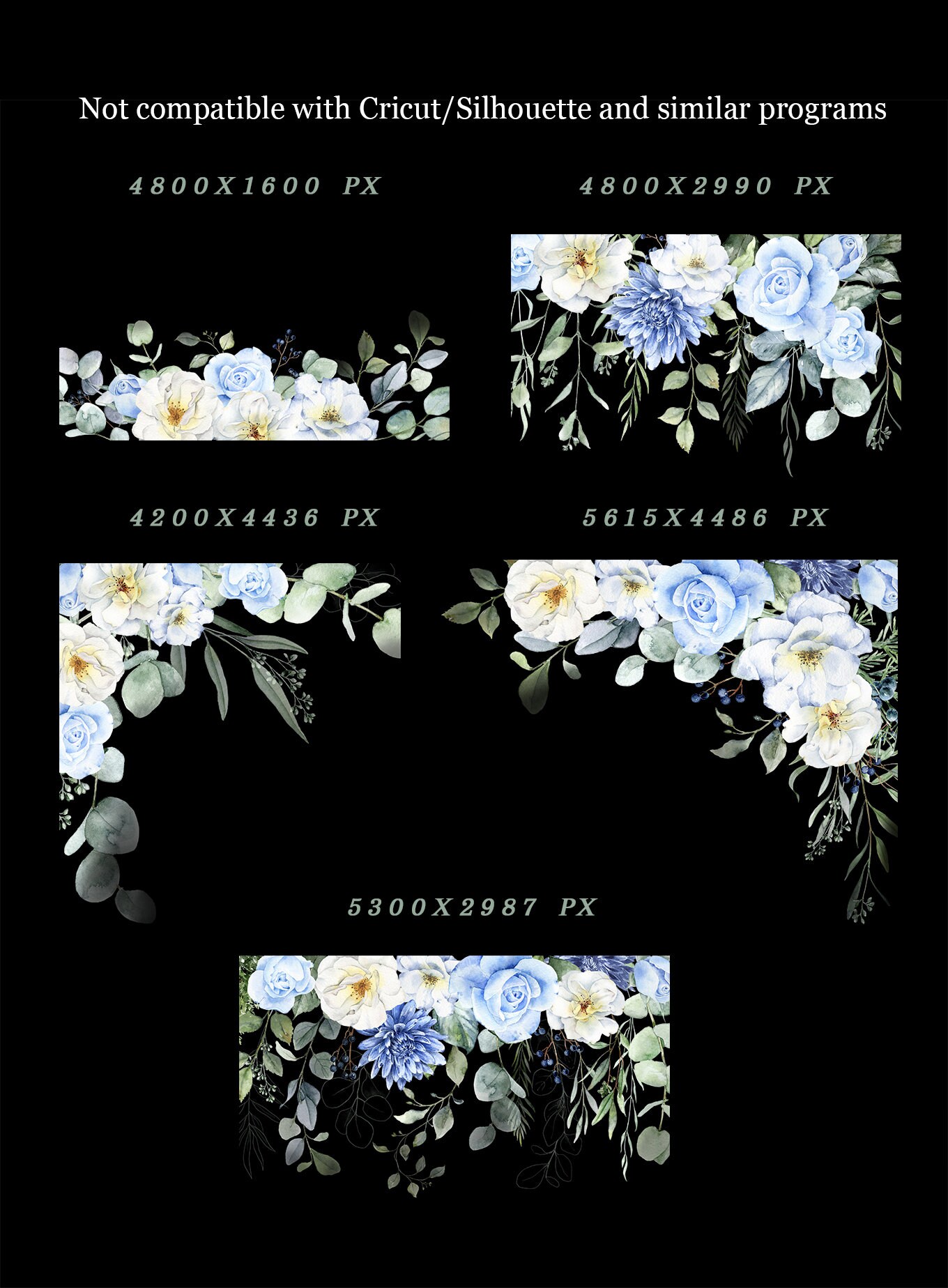 Blue Roses Floral Border, Blue Flowers Border, Watercolor Flowers ...