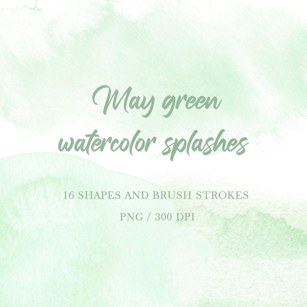 Light green background, green watercolor background, green splashes clipart, green brush strokes, abstract design watercolor, green texture
