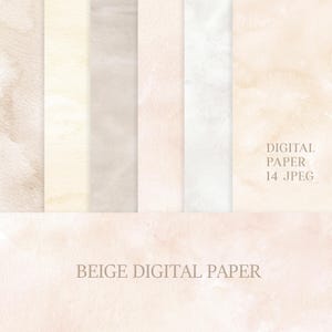 Beige aquarelachtergrond, neutraal aquarel digitaal papierpakket, afdrukbare aquarelbronnen, kaarten maken, scrapbookpapier