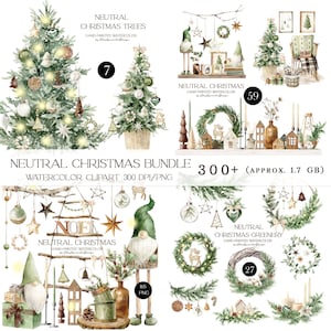 Aquarell boho Weihnachten Clipart Bündel, Noel Aquarell, Weihnachtsgirlande Clipart, Weihnachtsschmuck Bordüre png, Aquarell Weihnachtsbaum