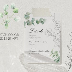 Winter greenery watercolor clipart, eucalyptus clipart png, digital download, commercial, line art