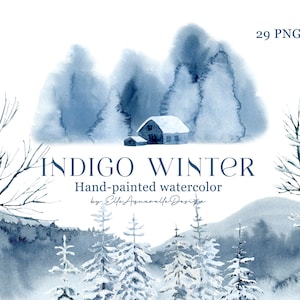 Clipart de inverno, cena de inverno em aquarela, paisagem de inverno png, clipart de cenário, aquarela de floresta de inverno, árvores, clipart de casamento, digital