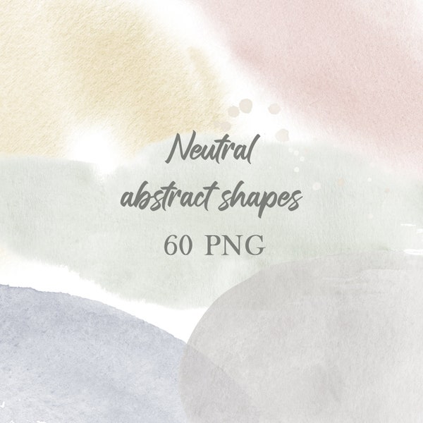 Neutral splashes clipart, neutral watercolor background png, beige watercolour splash, abstract shapes, muted colors, free commercial use