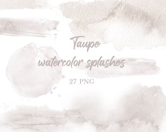 Neutral watercolor background, light brown watercolor splashes, beige, taupe brush strokes, hand-painted wedding invitation background