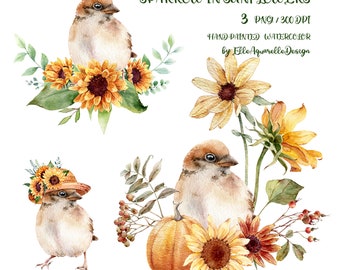 Imágenes prediseñadas de aves, gorrión de acuarela, imágenes prediseñadas de gorrión, imágenes prediseñadas de aves de acuarela, imágenes prediseñadas de aves y flores, sublimación digital