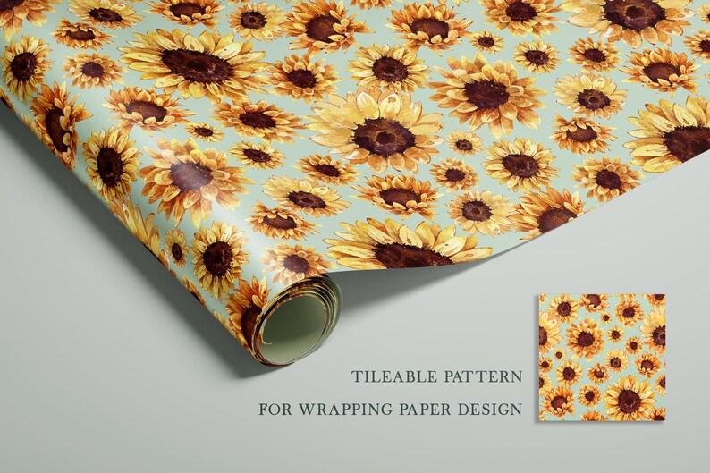 Sunflower Digital Paper Pack Floral Seamless Pattern - Etsy