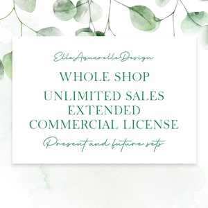 Whole Shop erweiterte kommerzielle Lizenz, unbegrenzter Verkauf, Aquarell-Cliparts