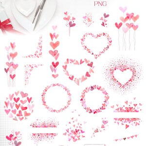 Puede incluir: 25 composiciones de corazones pre-hechas en acuarela rosa y roja. Estas ilustraciones digitales son perfectas para manualidades, tarjetas e invitaciones del D&iacute;a de San Valent&iacute;n.