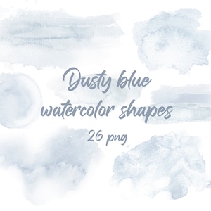 Clipart di schizzi di acquerello blu polveroso, pennellate blu, forme di acquerello, sfondo blu acquerello, texture di acquerello, azzurro