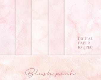 Blush pink watercolor background, pastel pink digital paper, printable watercolour resources, card making, scrapbooking papers