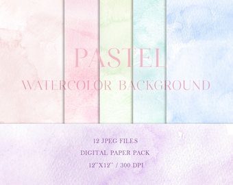 Pastel watercolor digital paper, watercolor textures, printable scrapbook paper, pastel background, watercolor pastel paper, pink, neutral