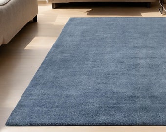 Blue Rug for bedroom, Solid Plain Blue Rug for living Room, 8x10 Rug,6x9 Rug,9x12 Rug, Modern Area Rug, Baxter Rug