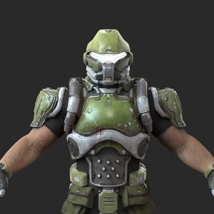 Doomguy 3 Marine Custom Full Body Wearable Armor with Helmet 3D Model STL