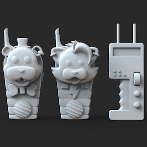 Ruin Freddy and Roxy Walkie with Tool Custom Props 3D Model STL
