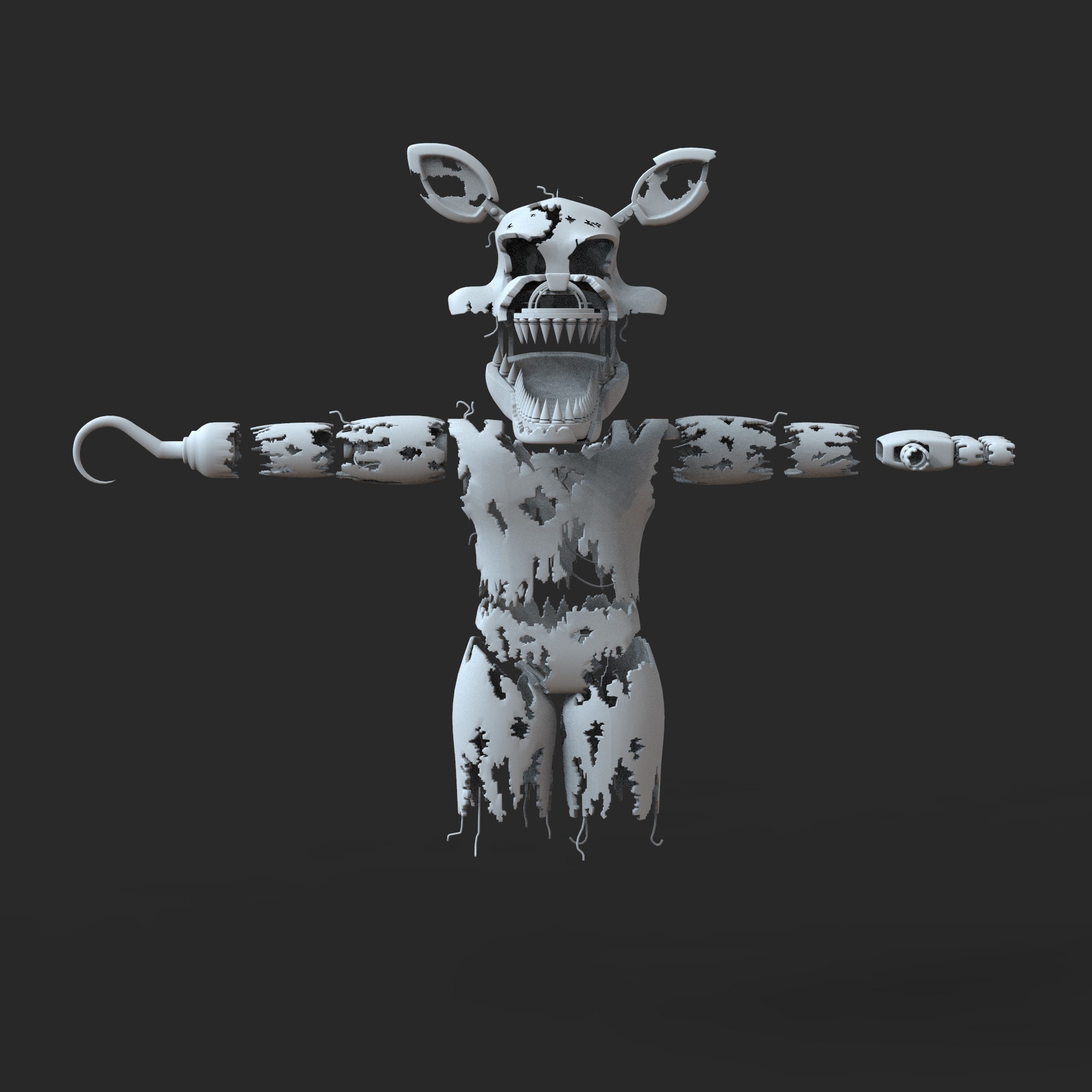 nightmare foxy from fnaf game 3D model 3D printable