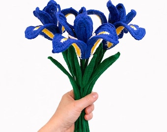 Crochet Iris Flower – Purple / Pink / Yellow / Blue – Floral Decoration / Handmade Home Décor