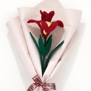 Flor de iris de ganchillo hecha a mano – Morado / Rosa / Amarillo / Azul – Decoración floral / Decoración del hogar