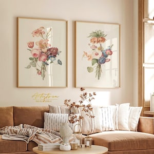 FLOWERS BOUQUETS Vintage Art, Floral Bunches ROSES Poster, 2 Prints Set, Gallery Vintage Wall Art, Instant Download, Printable Wall Art, 488