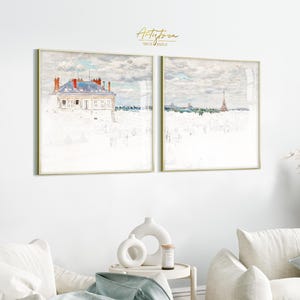 PARIS Skyline Sketch Neutral Gallery Set Vintage Wall Art 2 SQUARE Poster Set Paris Street View French Retro Wall Art Digital DOWNLOAD, 487