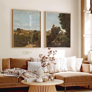 ROME Skyline Vintage Painting Ancient ROME Wall Art 2 Print Set Digital Poster Italian Wall Art Rome Moody Poster Retro Gallery Set, 506