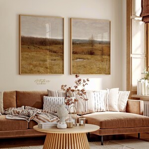 Fall COUNTRYSIDE, 2 Gallery Set, AUTUMN Cottage Print, Digital Painting, RUSTIC Wall Art, Living Room Poster, Retro Apt Print, Download, 249