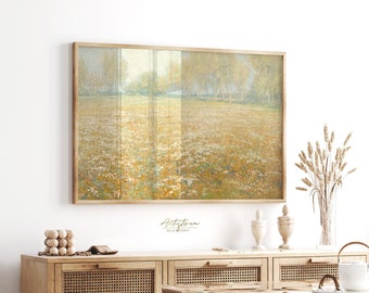 Spring COUNTRYSIDE Digital Painting Vintage Wall Art Cottage Digital Poster Bloomy Country Fields Living Room Print Printable Wall Art, 713