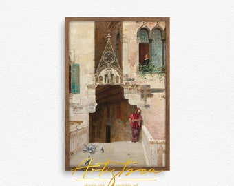 ROMEO and JULIET Painting | Italian Medieval LOVERS Couple Vintage Printable Art | Romantic Passionate Love | Instant Digital Download | 375