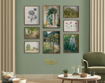 SPRING GALLERY Wall Art SET of Eight | Flowers Country Landscape Garden Vintage Art Prints Set | Digital Download | Printable Wall Art | 468