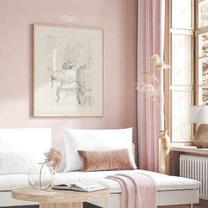 ROOM INTERIOR Armchairs Vintage DRAWING Wall Art Print, Nordic Home Cottage Digital Gift, Scandinavian Printable Pencil Sketch Download, 680