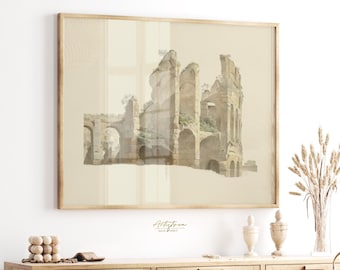 COLOSSEUM Poster Ancient ROME Architecture Print Retro Wall Art Vintage Watercolor ITALIAN Apt Wall Art Rome Colosseum Digital Download, 909