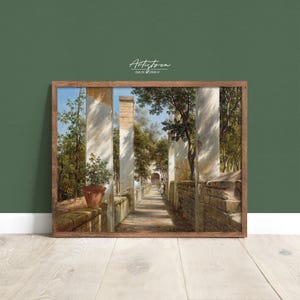 ITALIAN Country Garden, Digital Wall Art, Rustic Painting, COTTAGE Wall Decor, Tuscany Garden Print, Vintage Poster, Living Room Decor, 709