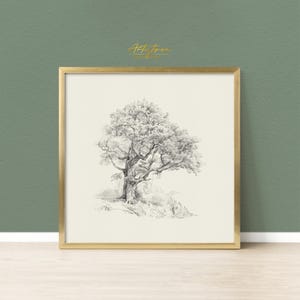 TREE Wall Art Print, TREE Pencil Sketch, Tree Cottage Print, Vintage Wall Art, TREE Digital Drawing, Tree Mute Poster, Instant Download, 820