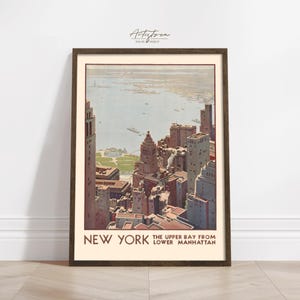 NEW YORK City Vintage Wall Art Print, MANHATTAN Cityscape Digital Poster, American Retro Aesthetic Illustration Room Decor Gift Download 998