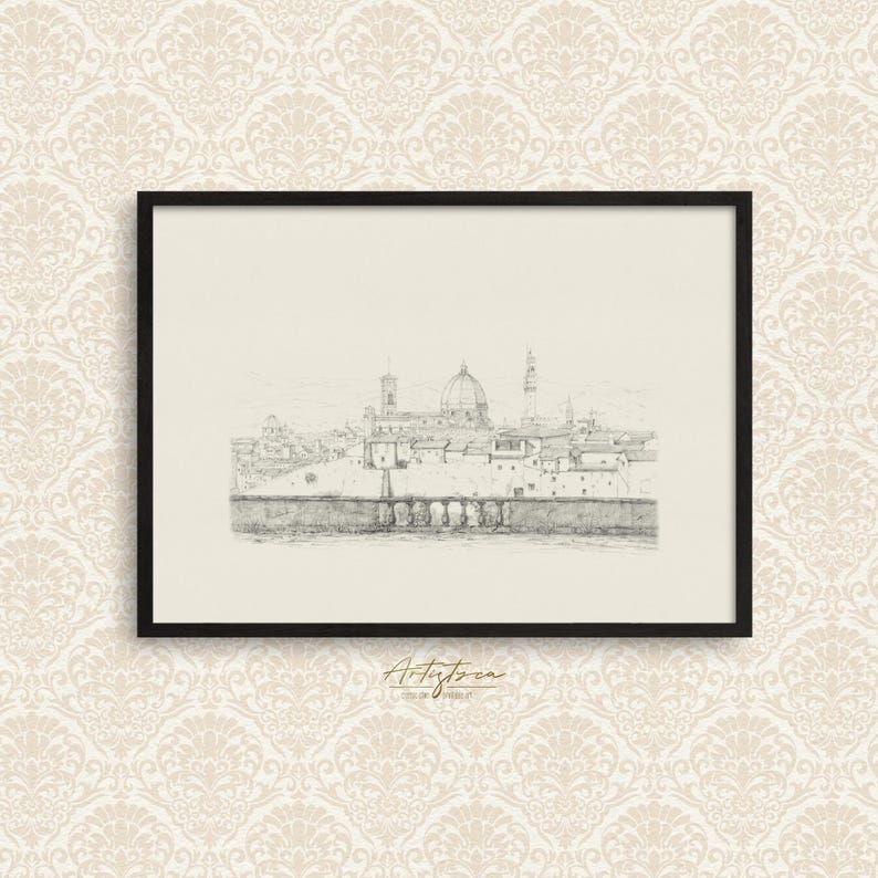 FLORENCE VINTAGE PENCIL DRAWING, FLORENCE ITALY TUSCANY LANDSCAPE DIGITAL SKETCH WALL ART GIFT, MUTE NEUTRAL FLORENCE SKYLINE PENCIL DRAWING PRINT, FLORENCE CITYSCAPE PRINTABLE WALL ART GIFT, FLORENCE ITALIAN APARTMENT HOME DECOR, GIFT FOR HER, ITALIAN ARCHITECTURE, FLORENCE LOVER GIFT, MOTHER DAY GIFT, FLORENCE PANORAMA POSTER DIGITAL INSTANT DOWNLOAD, FLORENCE SKYLINE RETRO AESTHETIC WALL ART HOME DECOR, FLORENCE ITALY HONEYMOON SOUVENIR PRINT, GRAND MILLENNIAL ITALIAN WALL ART PRINTABLE GIFT