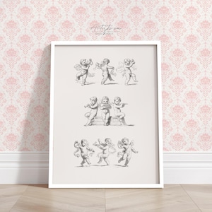 Baby ANGELS Print, Nursery Wall Art, Baby ANGELS Poster, Baby Room Decor, Digital Sketch, Pencil Drawing, ANGELS Cupid Cherub, Download, 929