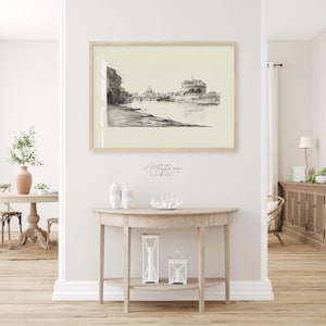 ROME Skyline, Digital SKETCH, Vintage Wall Art, Rome Street View, Ancient Rome Print, Rome Travel Poster, Italian Room Decor, DOWNLOAD, J98